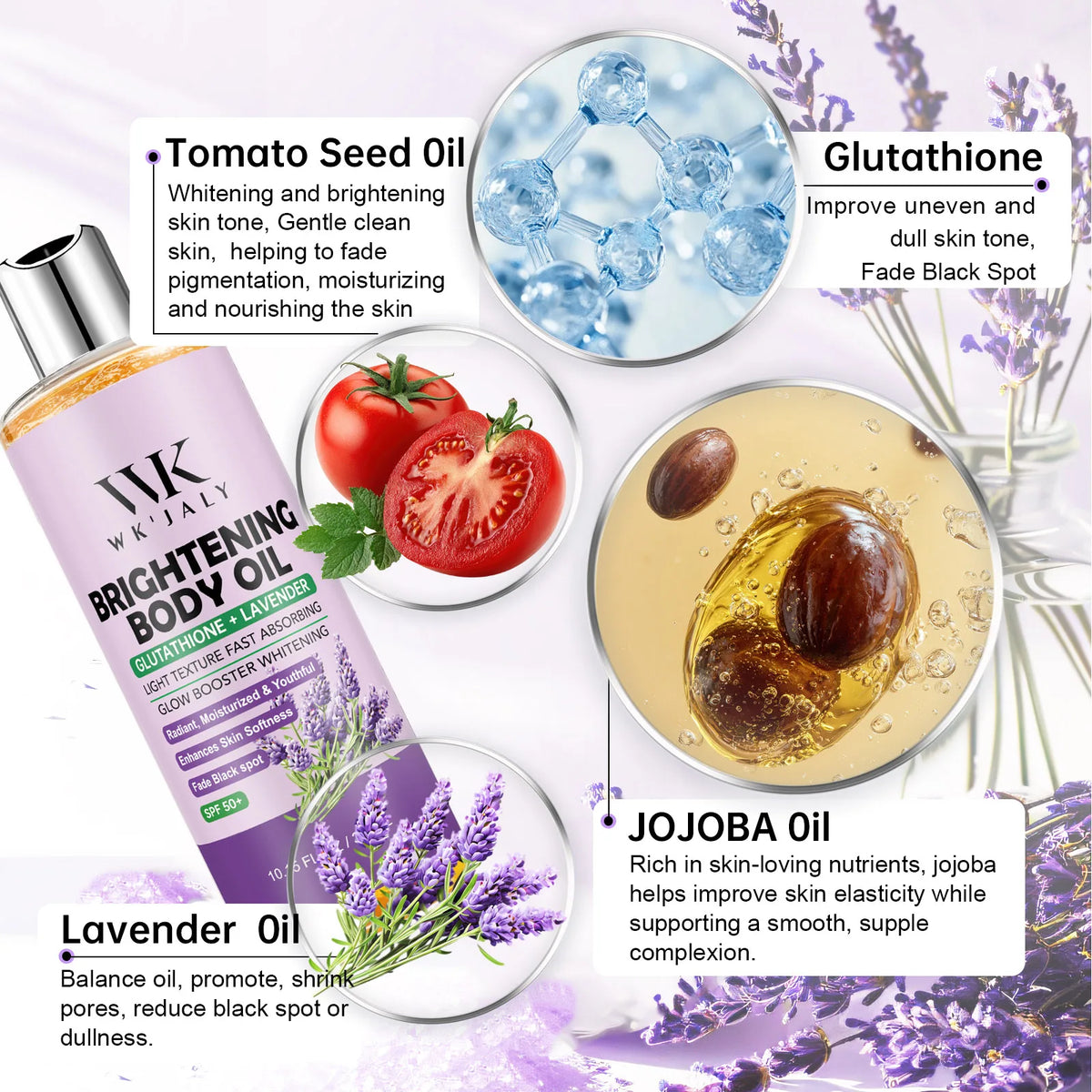 WK JALY Brightening Body Oil For Moisturized Smooth Looking Skin