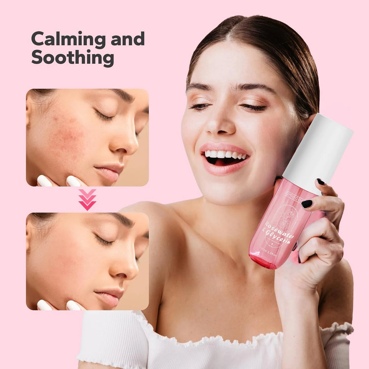 AMOCOCO Rosewater Facial Mist With Glycerin For Hydrating Skin