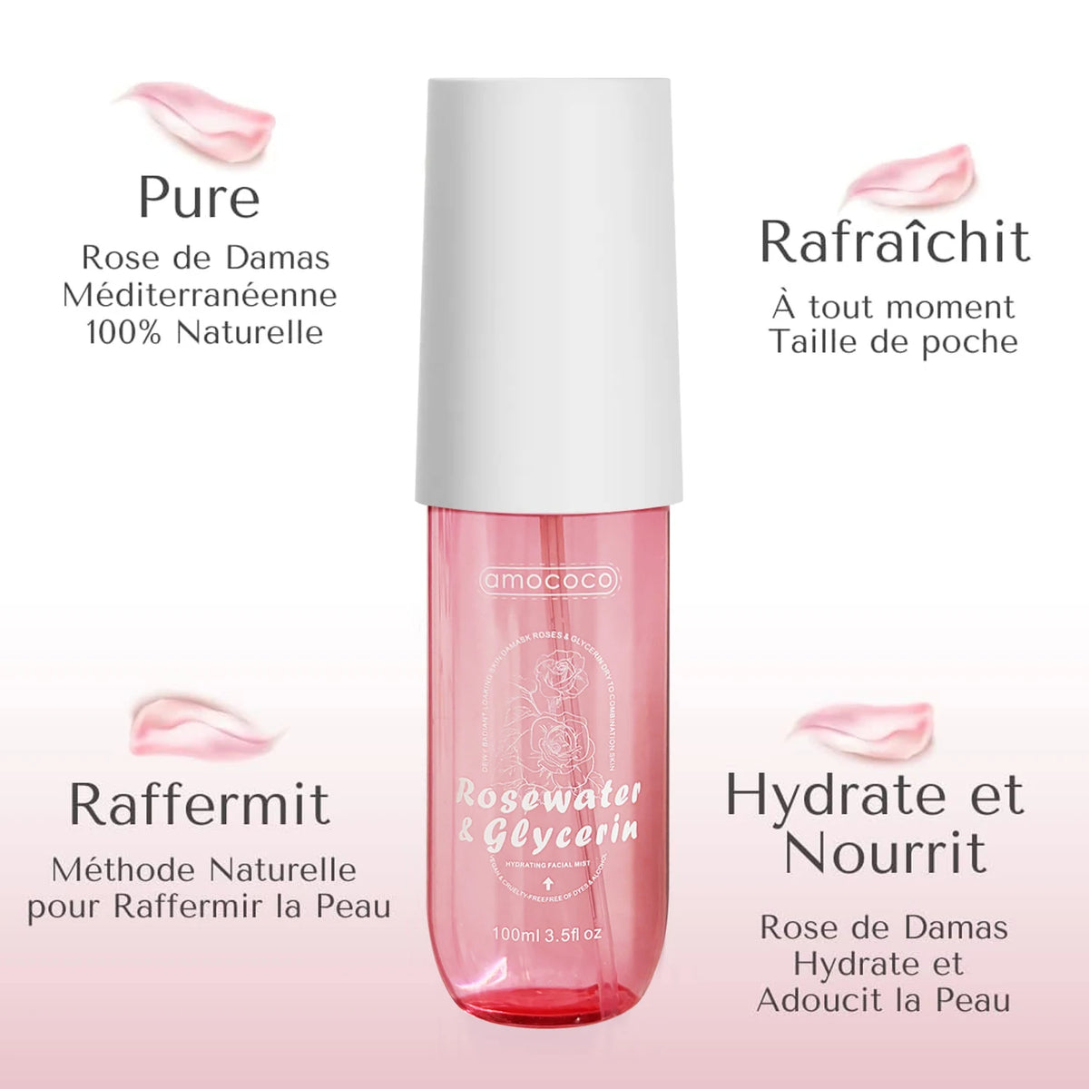 AMOCOCO Rosewater Facial Mist With Glycerin For Hydrating Skin