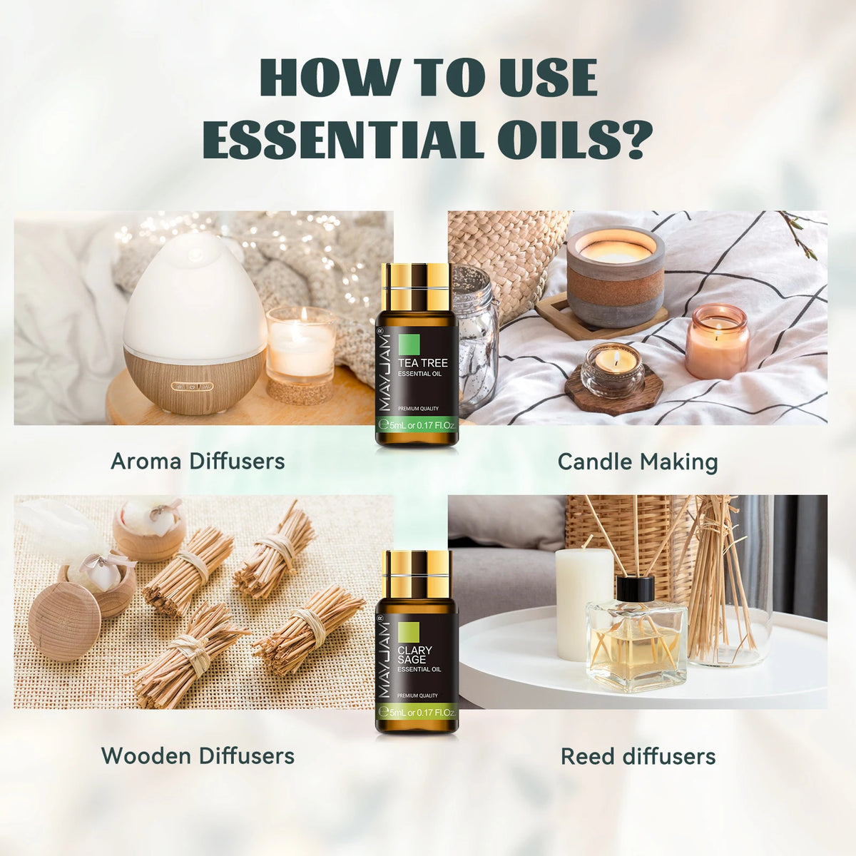 MAYJAM Essential Oils Aromatherapy Gift Set With Droppers