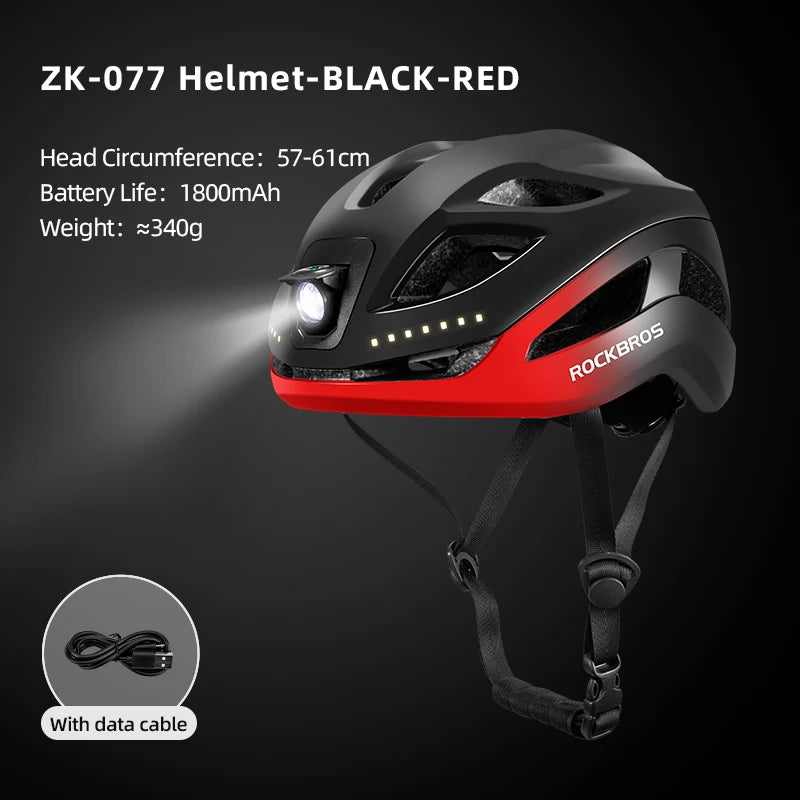 Rockbros Cycling Safety Helmet With Integrated LED Front Light