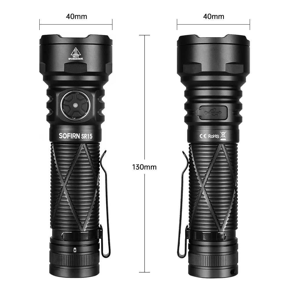 Sofirn SR15 Powerful Rechargeable LED Flashlight With USB C Charging