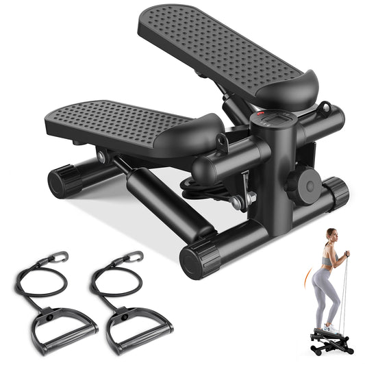 Mini Stepper with Resistance Bands and LCD Monitor for Cardio