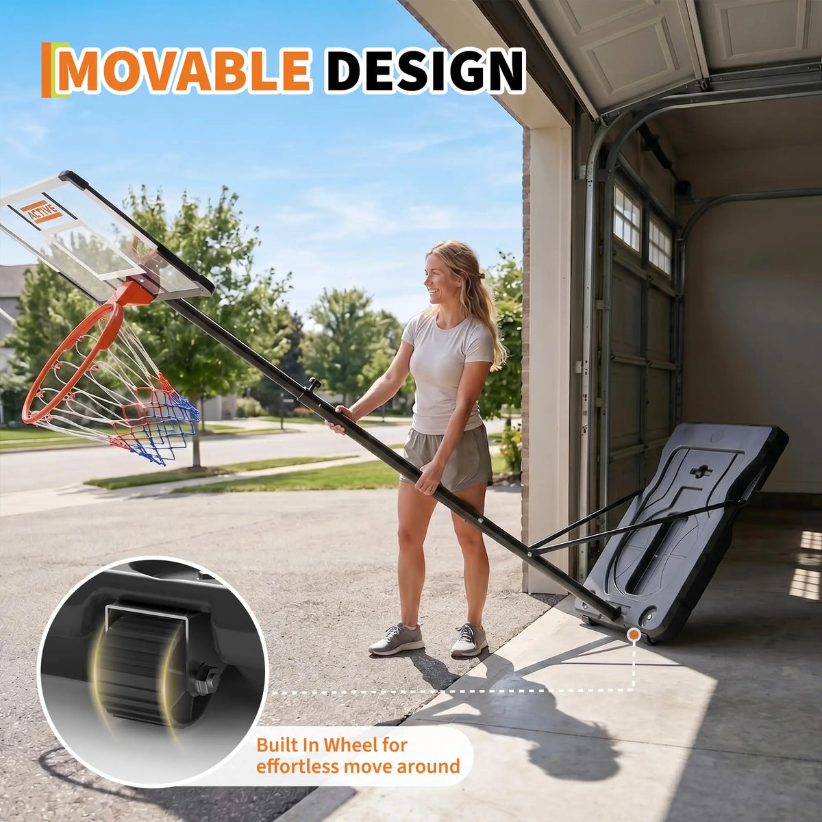 HiMISS Portable Adjustable Basketball Hoop For Indoor Outdoor Play