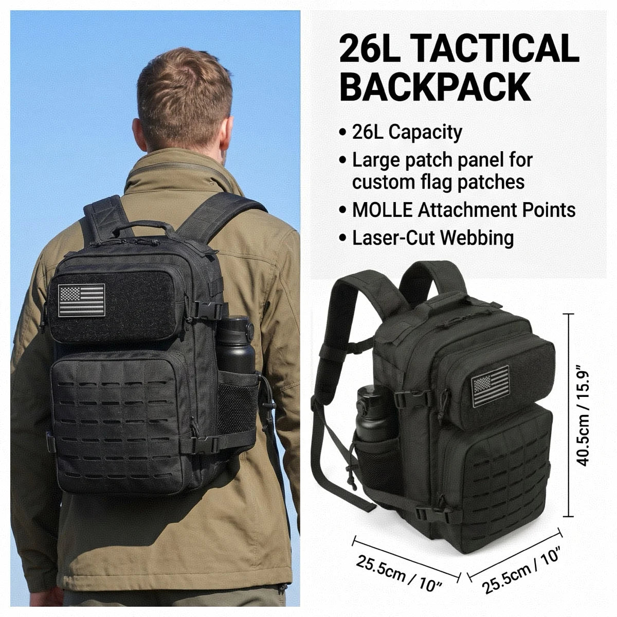 ReFire Gear Tactical MOLLE Hiking Backpack With Dual Cup Holders