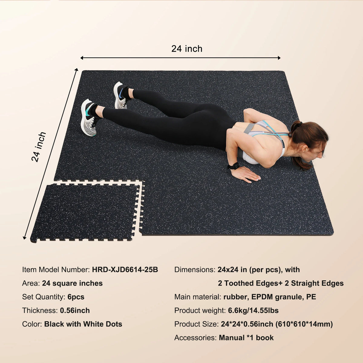 SucceBuy Rubber Top Interlocking Floor Mats for Gym and Home