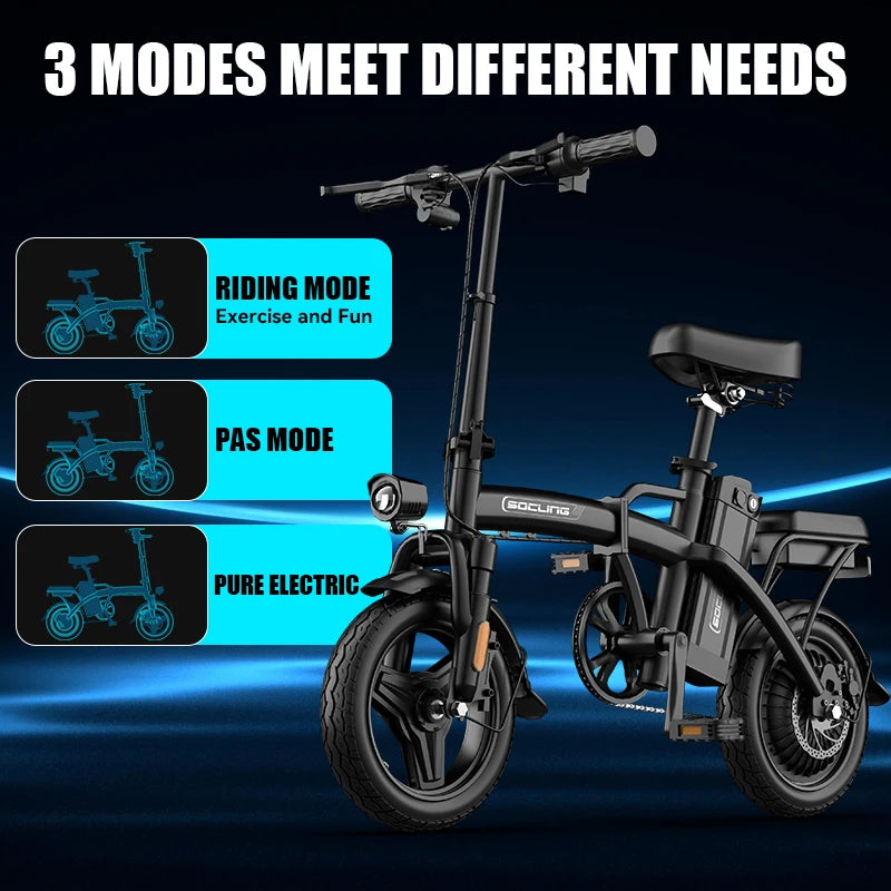 500W Folding Electric Bike for Adults With Basket and Brakes