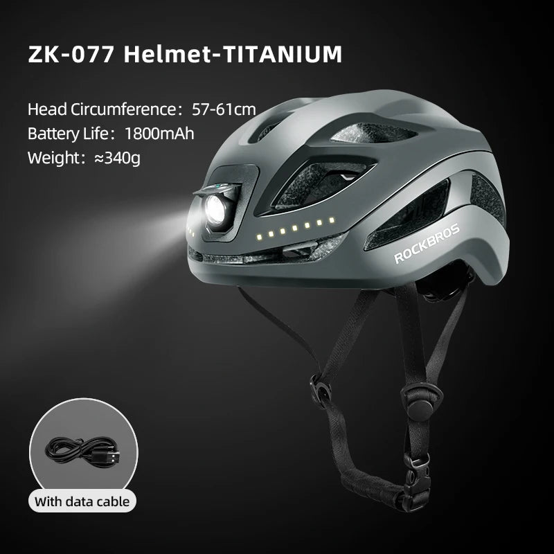 Rockbros Cycling Safety Helmet With Integrated LED Front Light