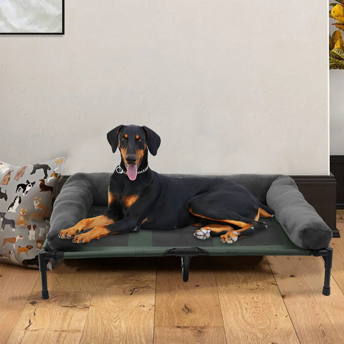 BINGOPAW Elevated Pet Bed With Detachable Plush Bolster