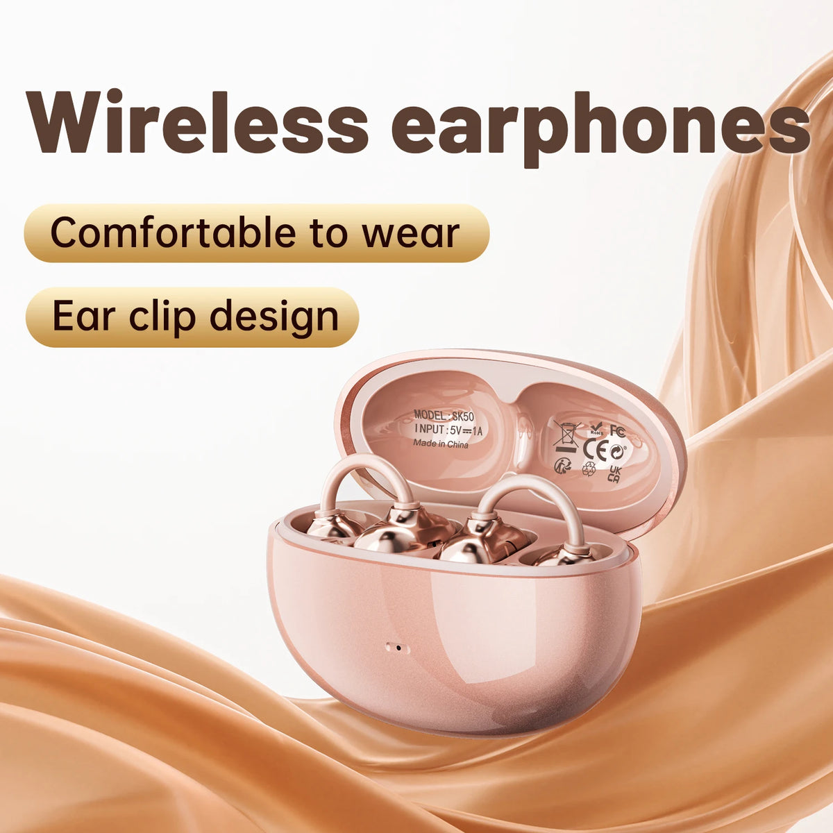 INSONIXN Open Ear Clip Wireless Bluetooth Earbuds With Microphone