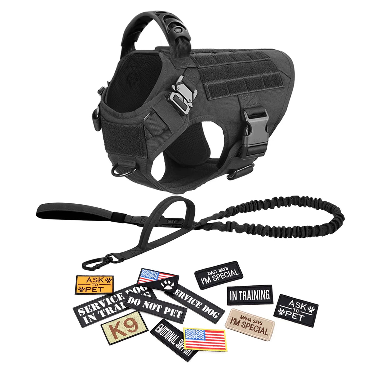 PETRAVEL Tactical Dog Harness Vest With Leash And Training Patches