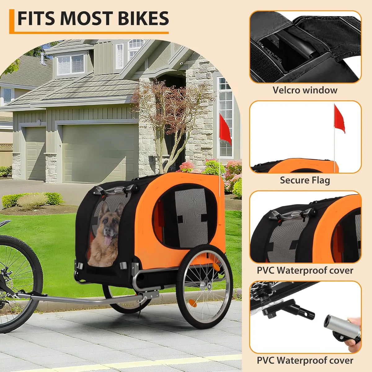 TWISTER.CK Foldable Dog Bike Trailer With Universal Coupler