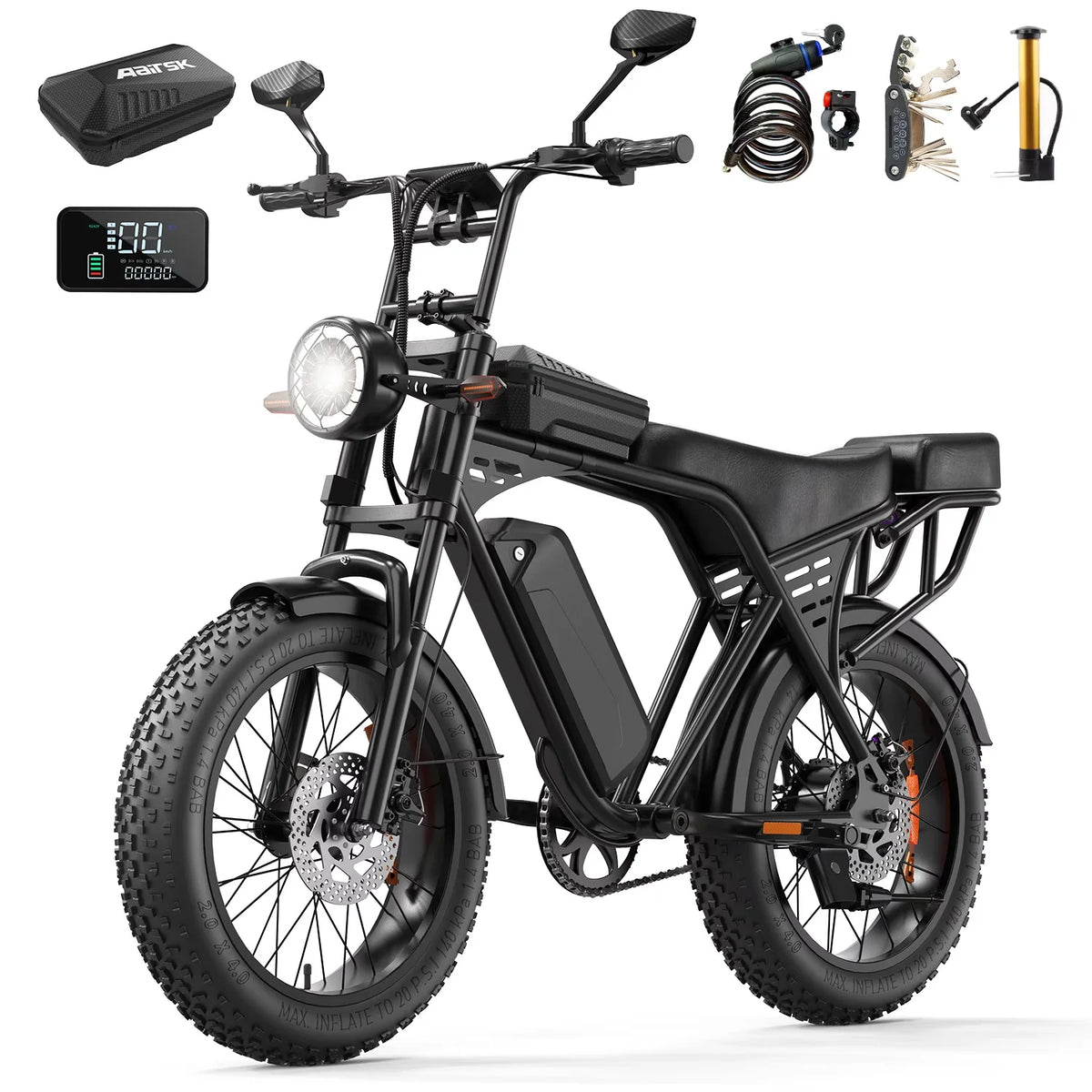 Aairsk X5 All Terrain Fat Tire Electric Bike 1500W Peak Motor