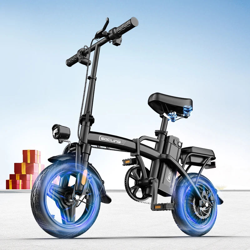 500W Folding Electric Bike for Adults With Basket and Brakes
