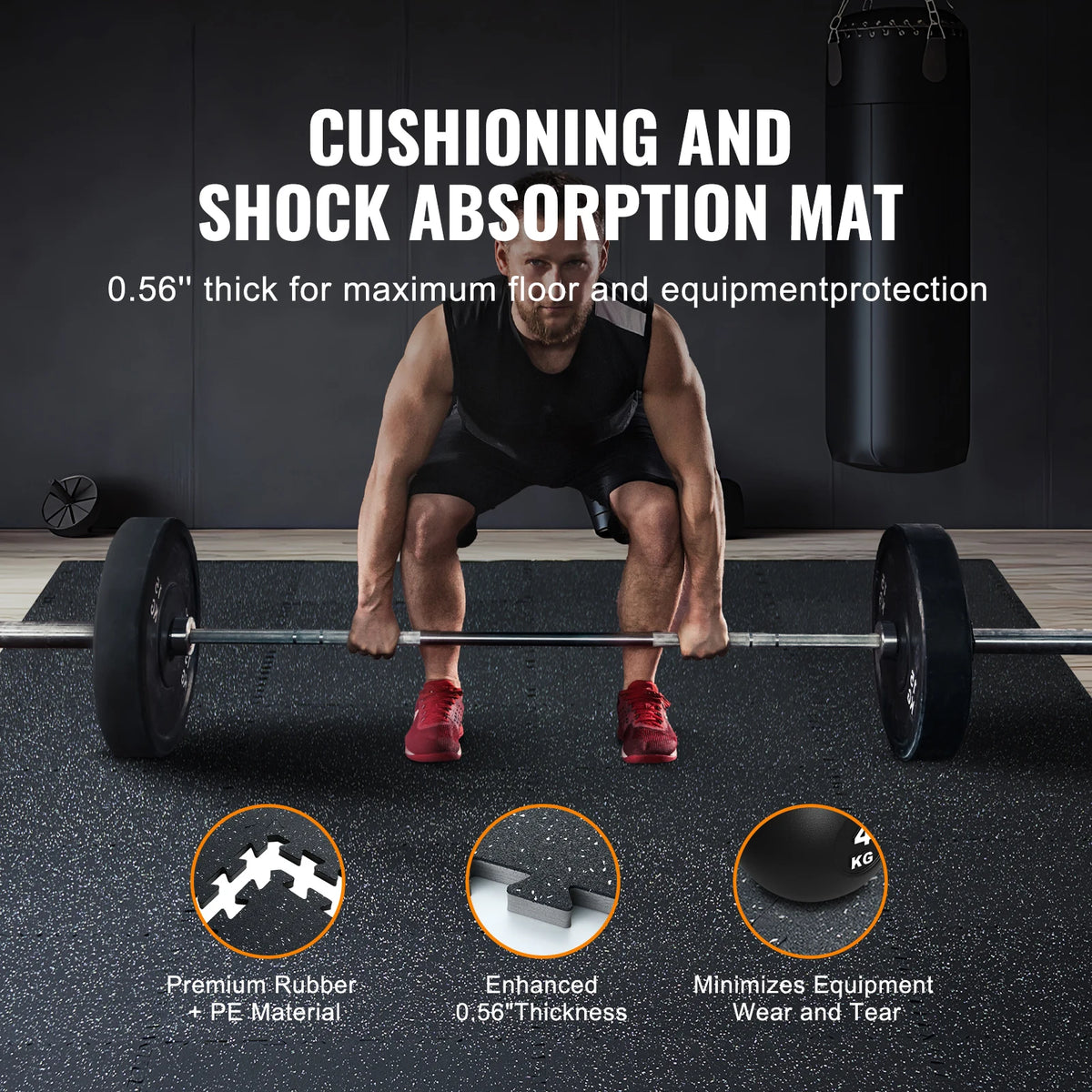 SucceBuy Rubber Top Interlocking Floor Mats for Gym and Home